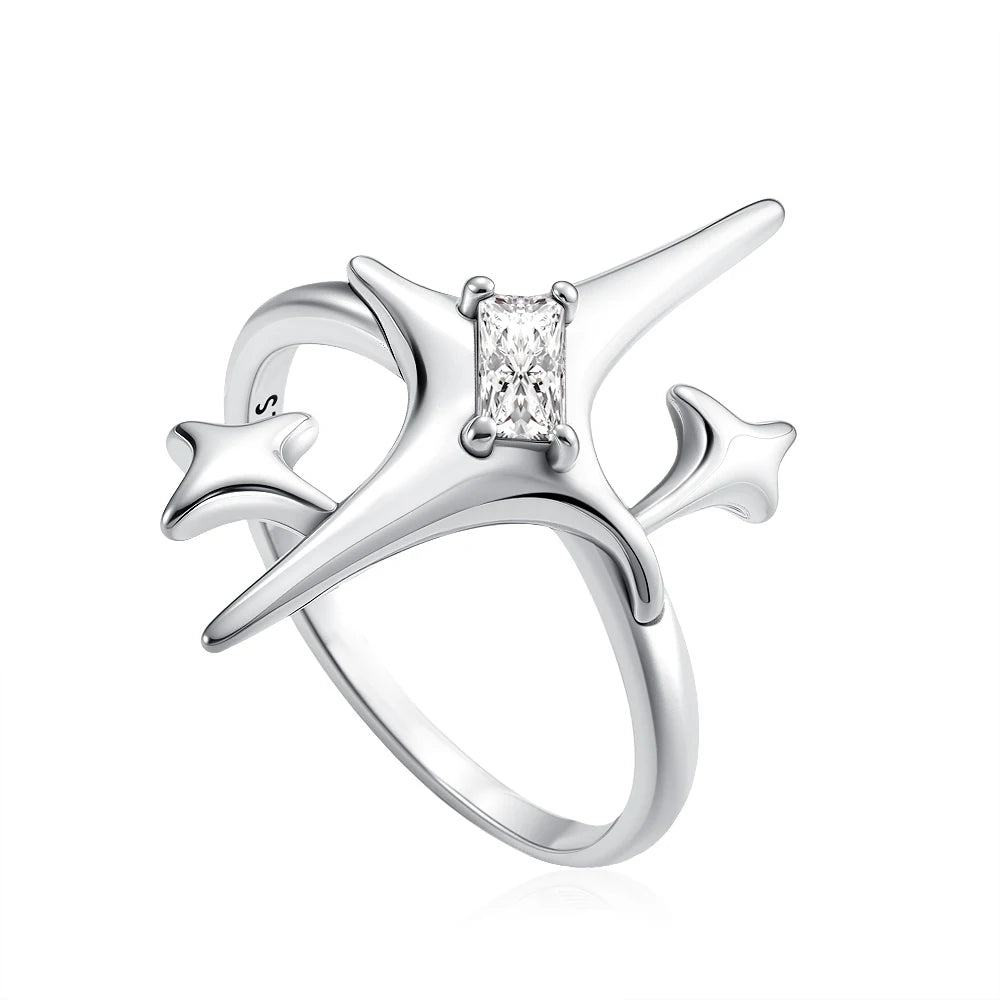 Hot Selling 925 Silver,Square,Bow,Flower,Playing Card Ring,Size 6 7 8 9,Suitable for European Women's Charm Luxury Jewelry Gifts