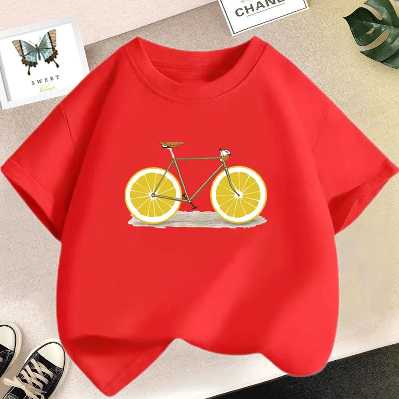 Lovely Avocado T Shirts for Girls Tops Summer Loose Cartoon Aesthetic Casual T Shirt Vintage Lemon Fruit Tshirt