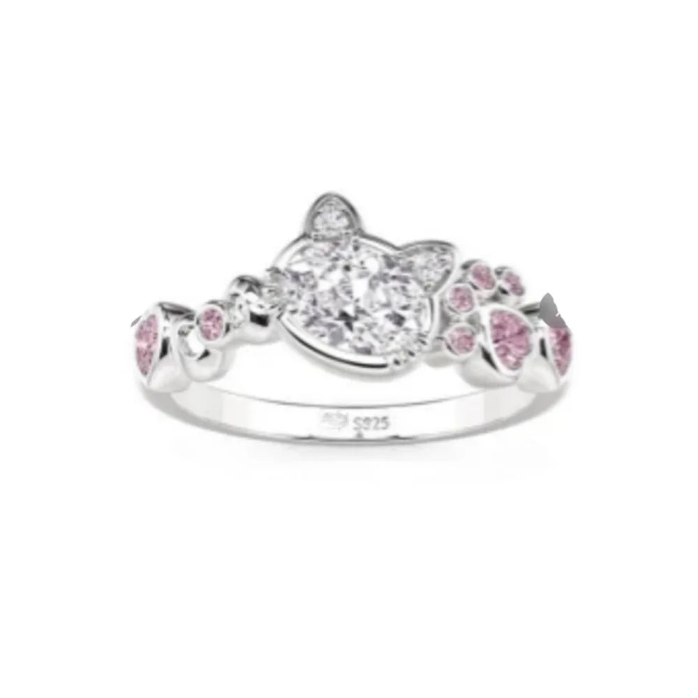 Hot Selling 925 Silver,Square,Bow,Flower,Playing Card Ring,Size 6 7 8 9,Suitable for European Women's Charm Luxury Jewelry Gifts