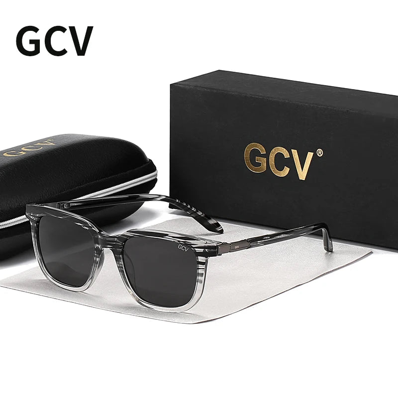 GCV Brand Original Fashion Acetate Polarized Sunglasses Cat Eye Square Frame Fishing Glasses Driving Outdoor Hiking UV400
