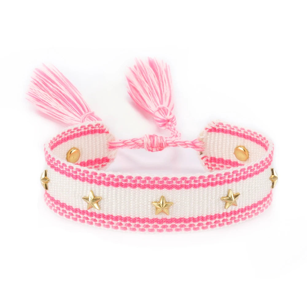 Vintage Friendship Bracelets STARS | MOON Bracelets Adjustable Woven Arm Stacked Jewelry