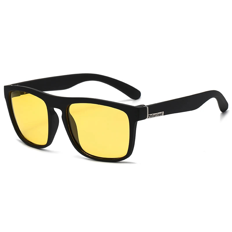 COOLMEN Men's Square Polarized Sunglasses Yellow Lens Anti-Glare Night Vision UV400 Eyewear for Driving 888