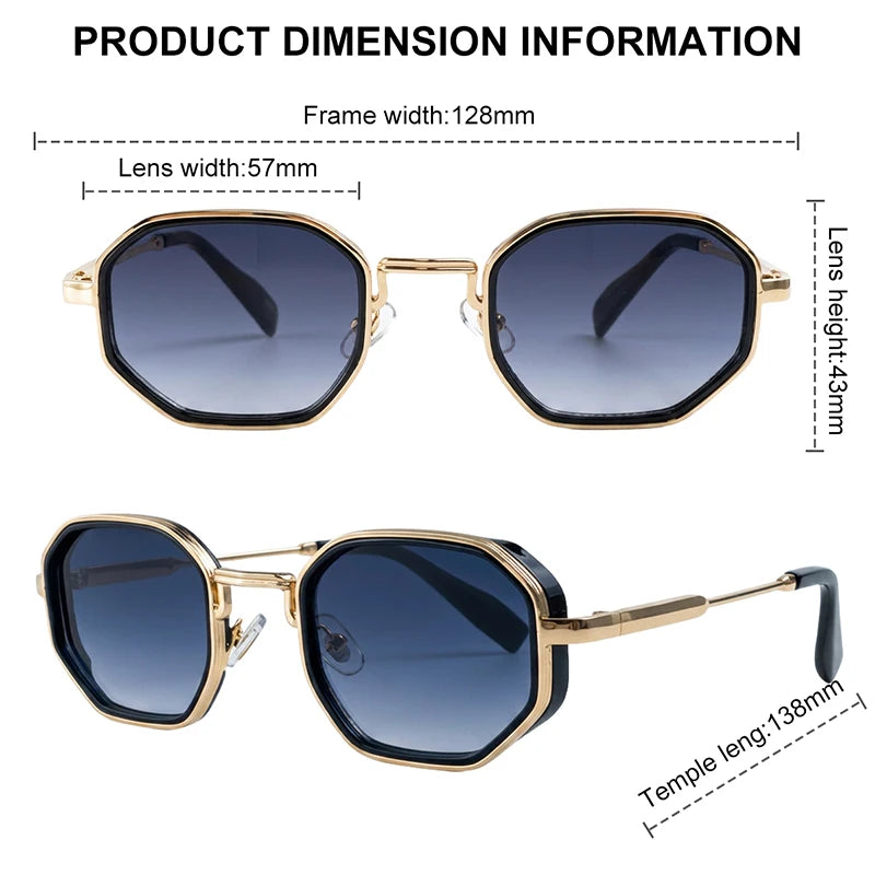 Steampunk Octagon Sunglasses Men 2026 Luxury Designer Square Punk Metal Frame Sun Glasses For Male Eyewear Trendy Shades Outdoor