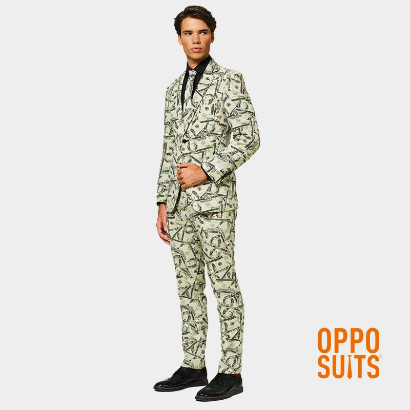 Costume Homme 3 Piece Dollar Print Men's Suits 2025 Groom Tuxedo For Wedding Groomsman Summer Beach Male Suit (Jacket+pants+tie)