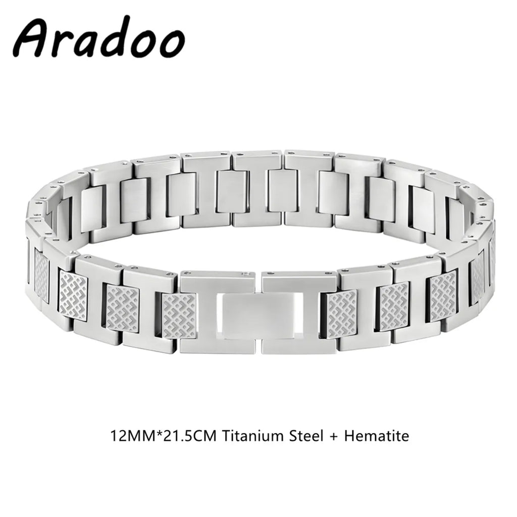 ARADOO Titanium Steel Men's Bracelet Crocodile-Pattern Link Chain Premium Business Jewelry Gift