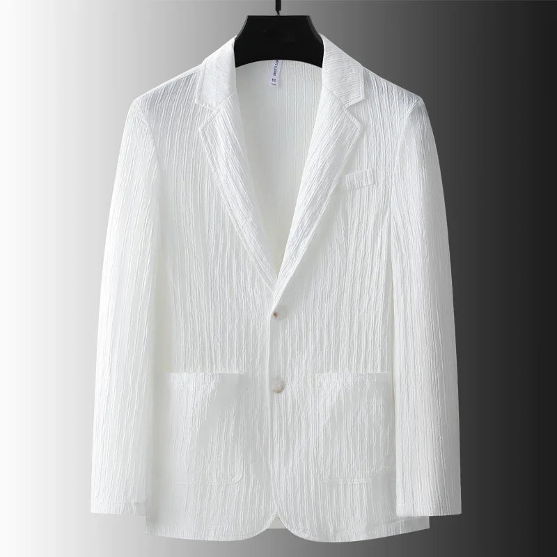 Men Suit Jacket and Pants White Summer Sunscreen Handsome Trendy Loose Casual Men Blazer Suits Spring Autumn Korean Man Blazer