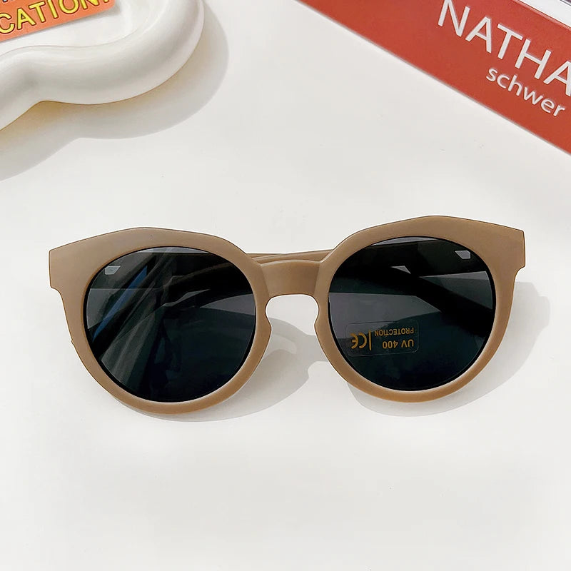 New Children Cute Checker Panel Color Round UV400 Sunglasses Baby Girls Outdoor Sun Protection Sunglasses Kid Sun Glasses