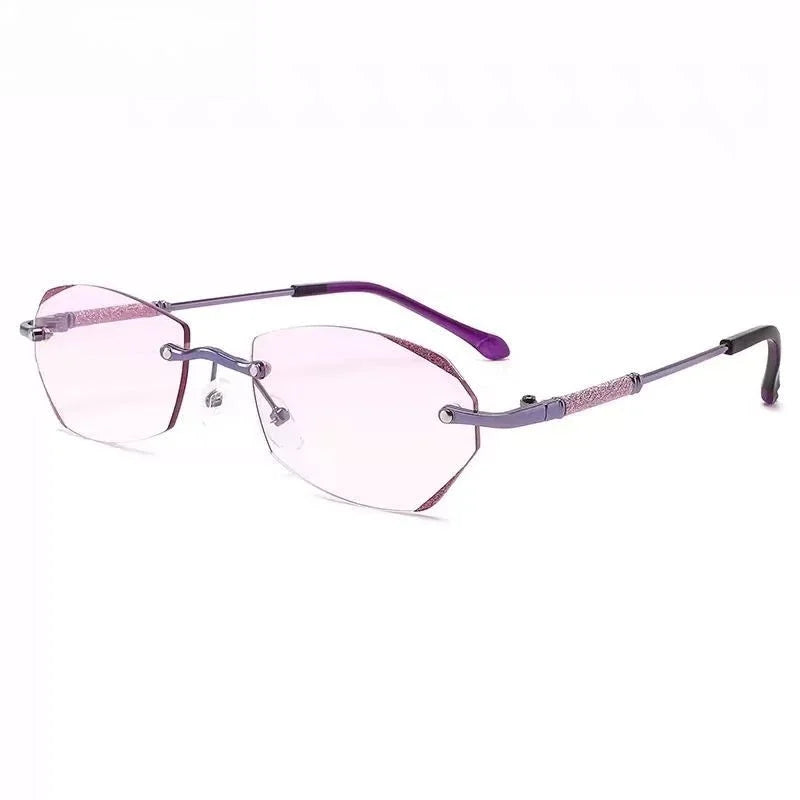 Luxury Frameless HD Lens Anti Blue Light Blocking Reading Glasses Vintage Style Ultra-lightweight and High-end Eyewear for Women