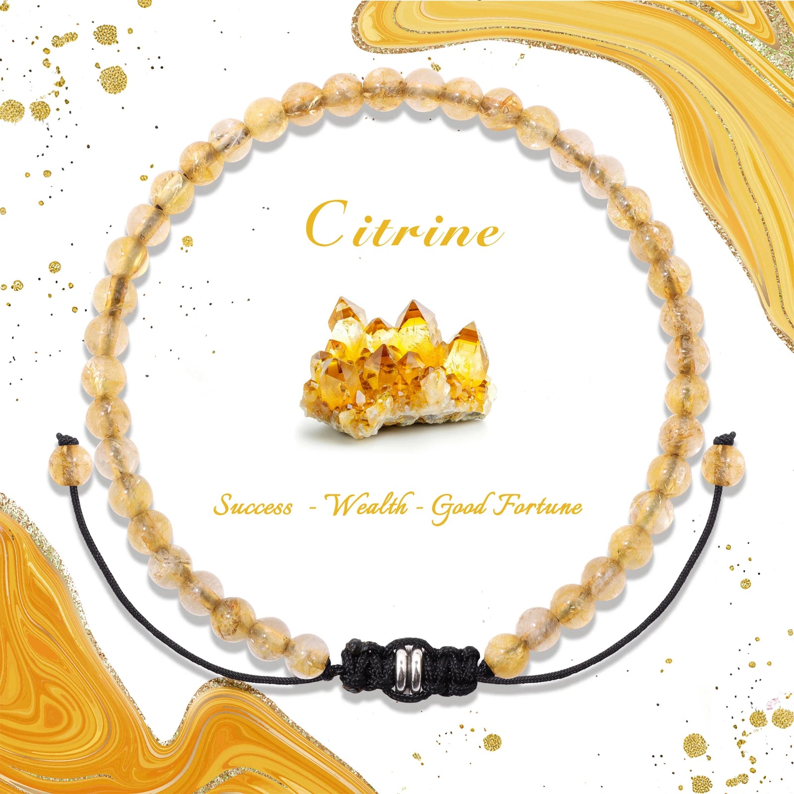 4/6/8mm Natural Black Tourmaline Stone Beads Bracelet Healing Energy Bracelets Adjustable Rope Braided Bracelet with Card Gifts