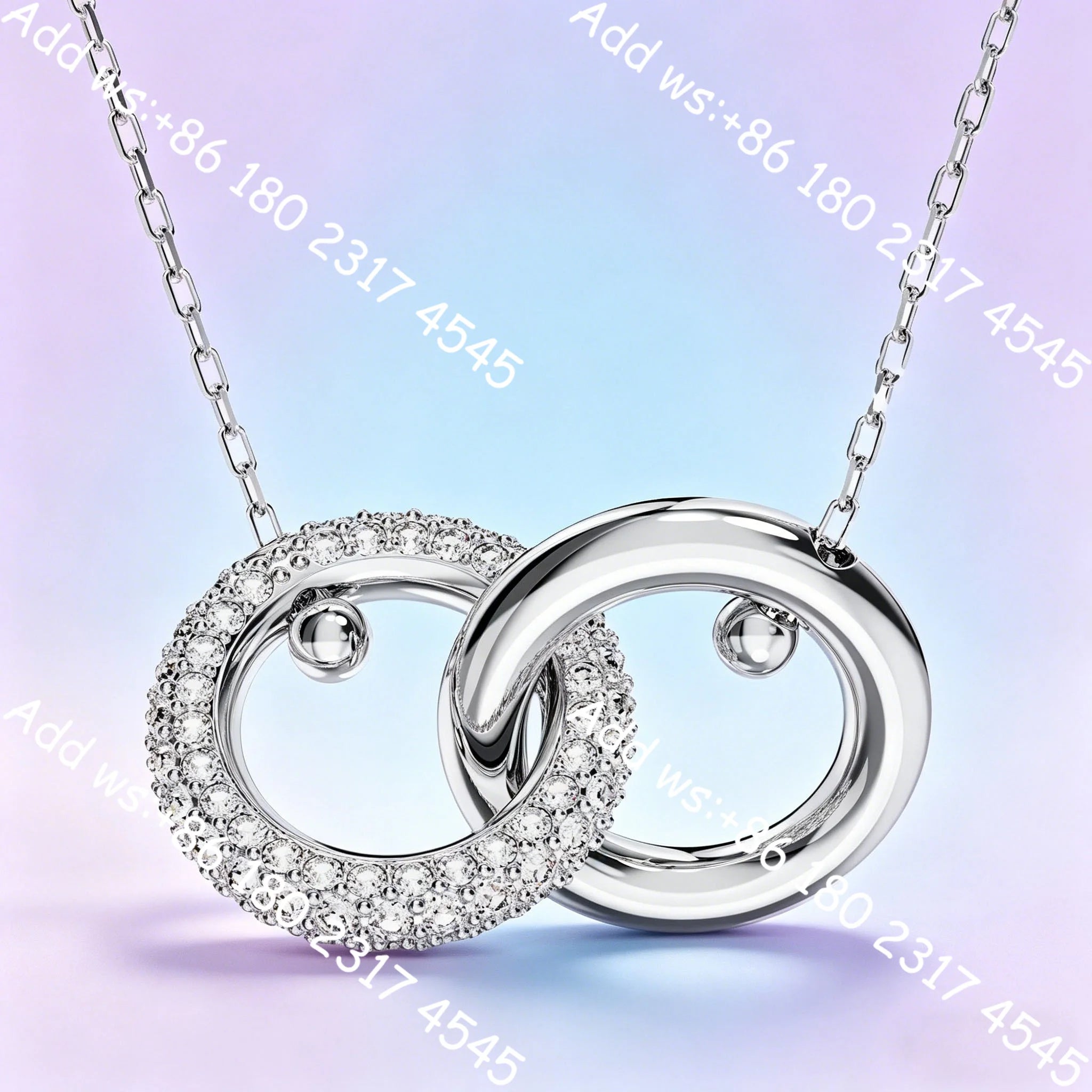 Light luxury Double Circle Zircon Jewelry Set, Necklace Earrings Bracelet Ring Set,Elegant Minimalist