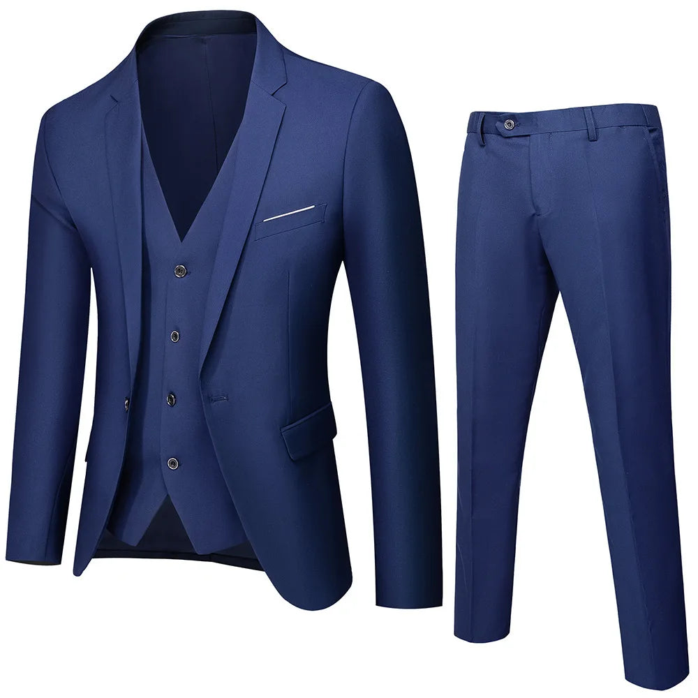 Men Business Professional Slim Fit Two Piece Suit Formal Groomsman Wedding Attire