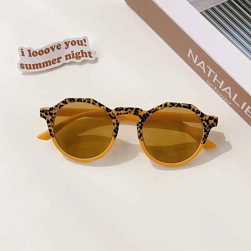 New Boys Girls Double Leopard Round Outdoor Children Sun Protection Sunglasses Kids Colors Protect Eyes Baby UV400 Sunglasses