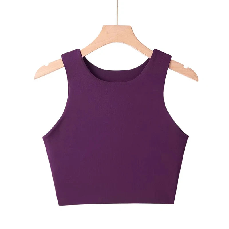 Women Sexy Slim Tops Summer Fashion O-neck Sleeveless Double Nylon Ladies Good Quality Tank Tops 6 Colors