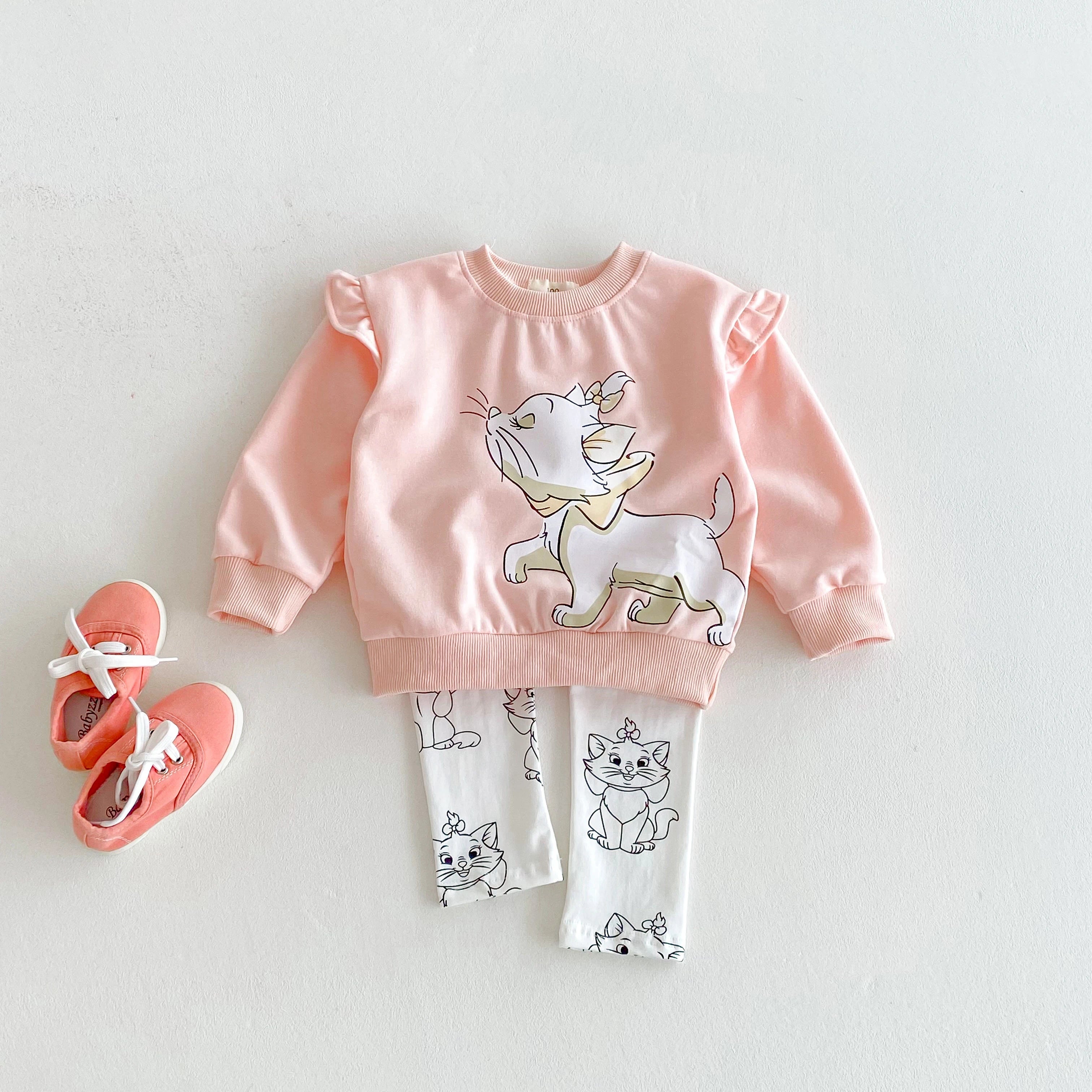 Autumn Winter Girl Sweatshirt Hoodies Clothing Set Mickey Mouse Top + Pants Kids Girl Children Girl Child Bottom Top Suit