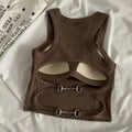 New Women Sports Tank Tops With Bra Pad Casual Crop Tops Backless Knitt Running Camisole For Women Streetwear Tops