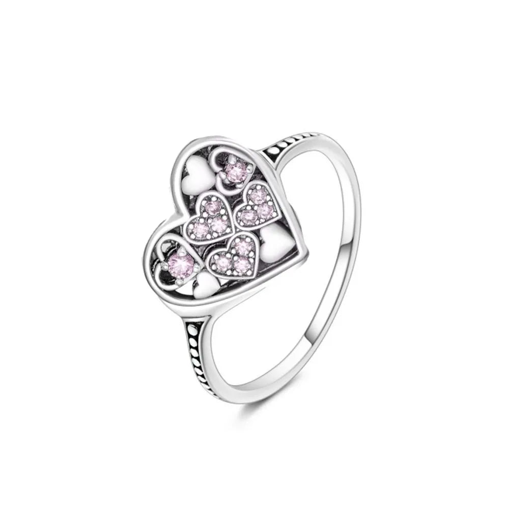 Hot Selling 925 Silver,Square,Bow,Flower,Playing Card Ring,Size 6 7 8 9,Suitable for European Women's Charm Luxury Jewelry Gifts