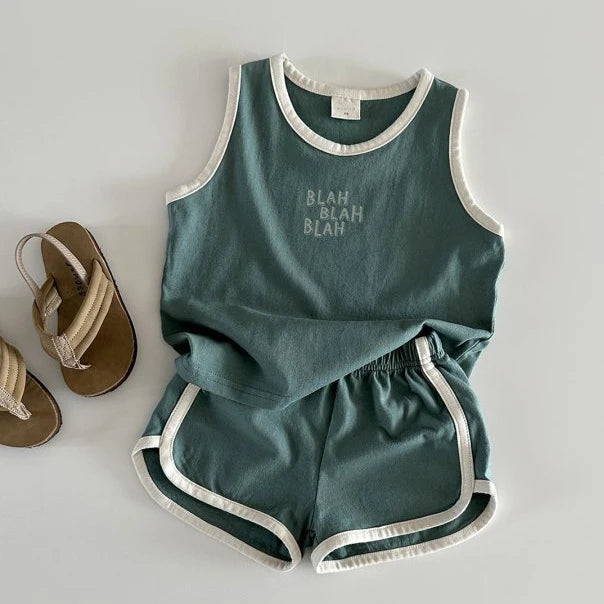 Children Camisole Sets Boys girls Vest Clothes Suit Baby Summer Cotton T-Shirts+Shorts Sleeveless Tank Top Kids Boutique Clothes