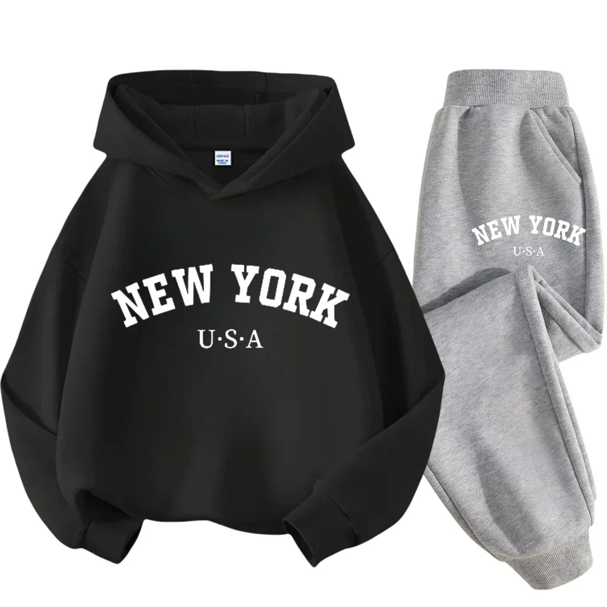 Kids Fashion Simple USA New York Alphabet Print Casual Suit Boys Outdoor Sports Suit Girls Fall and Winter Comfortable Warm Suit