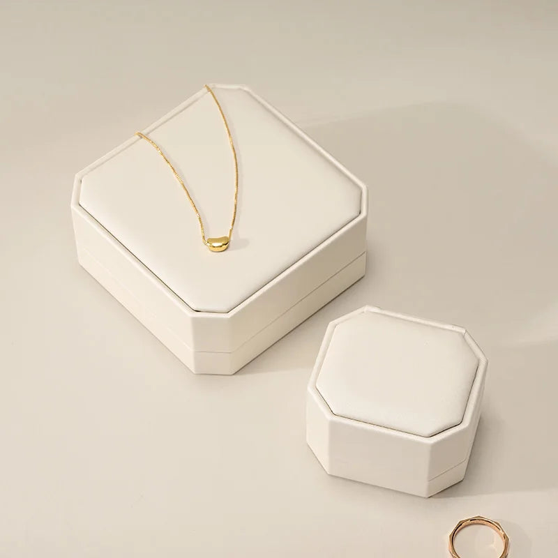 WoodTen New Octagonal Jewelry Organizer Box for Earrings Ring Pendant Necklace Bracelet Storage Leather Gift Box Packaging Box
