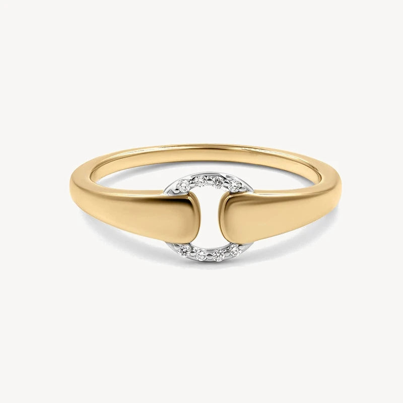 KUC Jewelry Sterling Silver 925 Ring For Woman Daily Wearing Two Toned Zircon Buckle Girls Rings Free Shipping
