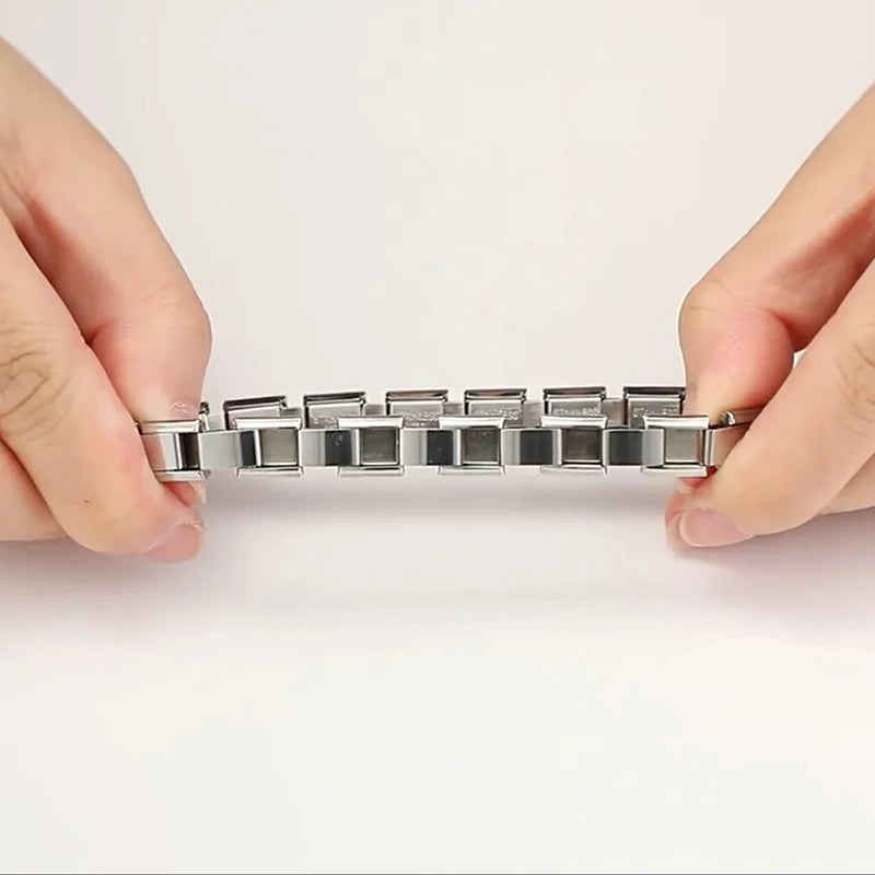 Fashion Stainless Steel Italian Elastic Charm Bracelet 9mm Width Bracelet Bangle Simple Design Girls Men Women DIY Jewelry Gifts