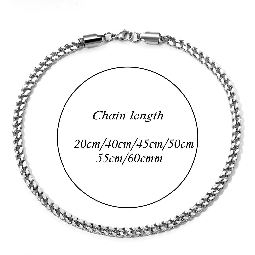 1Pc Size 3mm-5mm Gold/Silver Color 316L Stainless Steel Franco Fox tail Chain Necklace Women Men Jewelry Gift Dropshipping