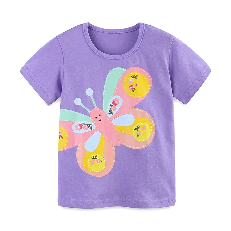 Little maven 2026 Cotton T-shirt Short Sleeves Summer Clothes with Little Bees Lovely for Baby Girls Kids 2 to 7 year