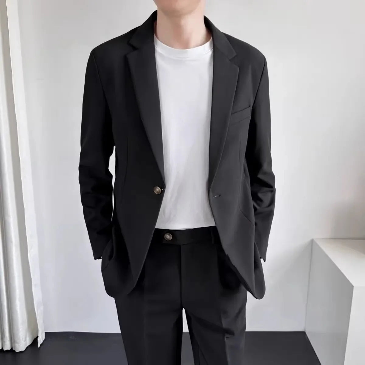 Loose Handsome Summer Suit Jacket Slimming Business Professional Formal Trendy Fashion Set for Men Casual Chic Outfit