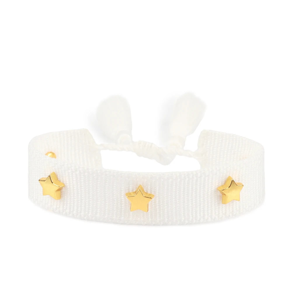 Vintage Friendship Bracelets STARS | MOON Bracelets Adjustable Woven Arm Stacked Jewelry