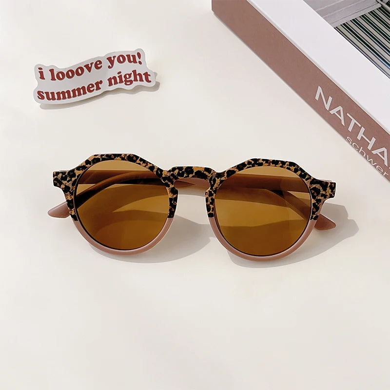 New Boys Girls Double Leopard Round Outdoor Children Sun Protection Sunglasses Kids Colors Protect Eyes Baby UV400 Sunglasses