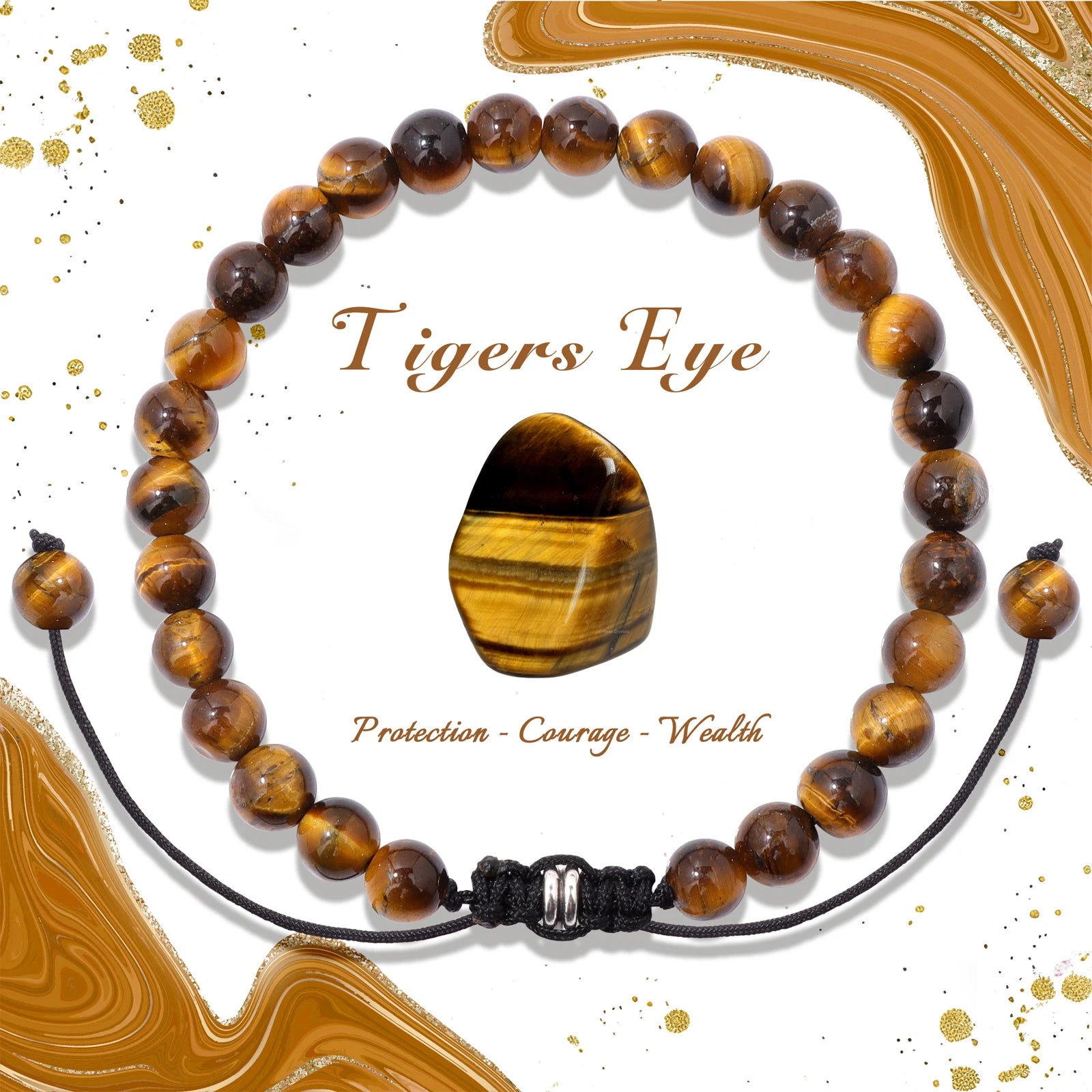 4/6/8mm Natural Black Tourmaline Stone Beads Bracelet Healing Energy Bracelets Adjustable Rope Braided Bracelet with Card Gifts