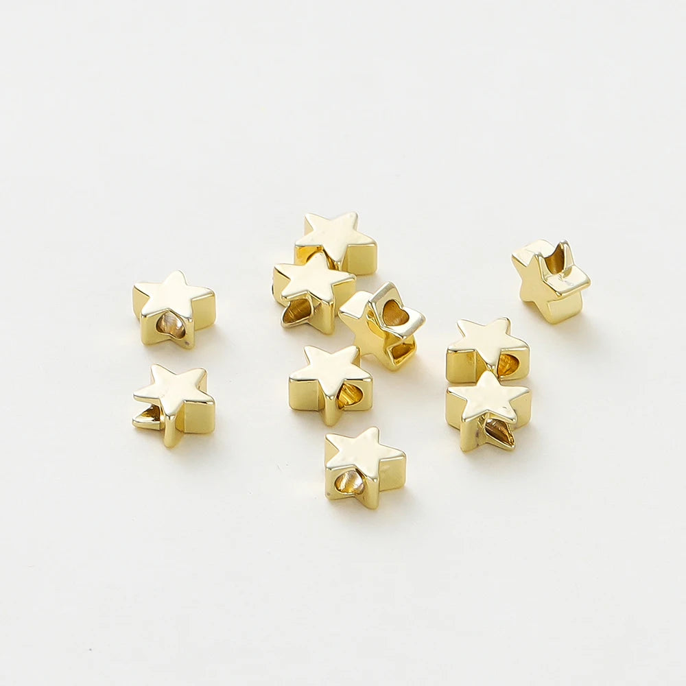 20pcs/lot 14K/18K Gold Color Plated Star Shape Beads Bracelet Spacer Beads for DIY Jewelry  Necklace Decorate Making Supplies