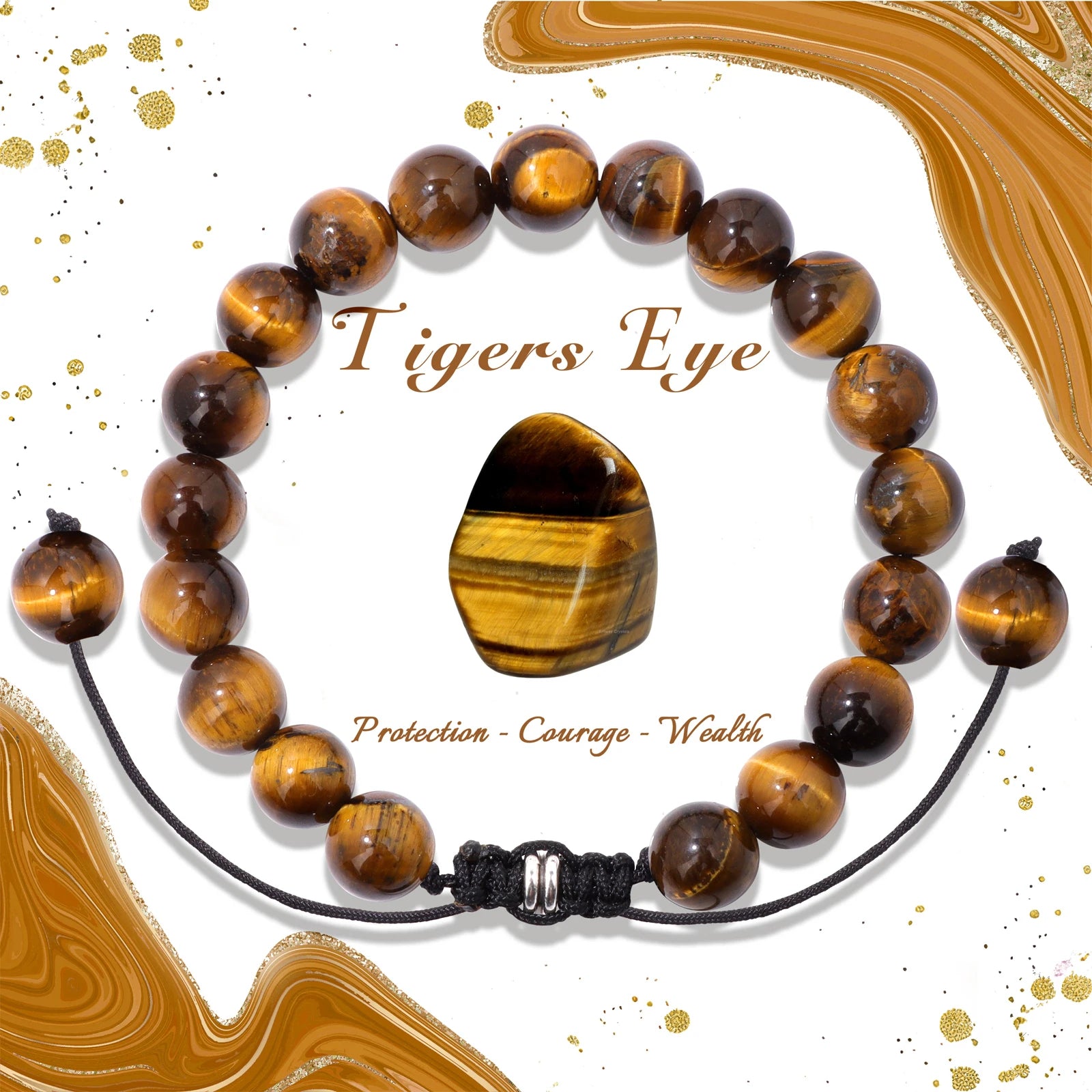 4/6/8mm Natural Black Tourmaline Stone Beads Bracelet Healing Energy Bracelets Adjustable Rope Braided Bracelet with Card Gifts