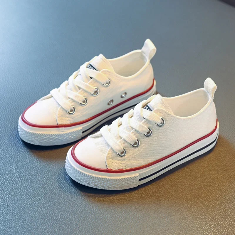 2023 New Children's Canvas Shoes Boy's Girls Small White Magic Stickers Student Baby Board Shoes Summer Rubber Outsole