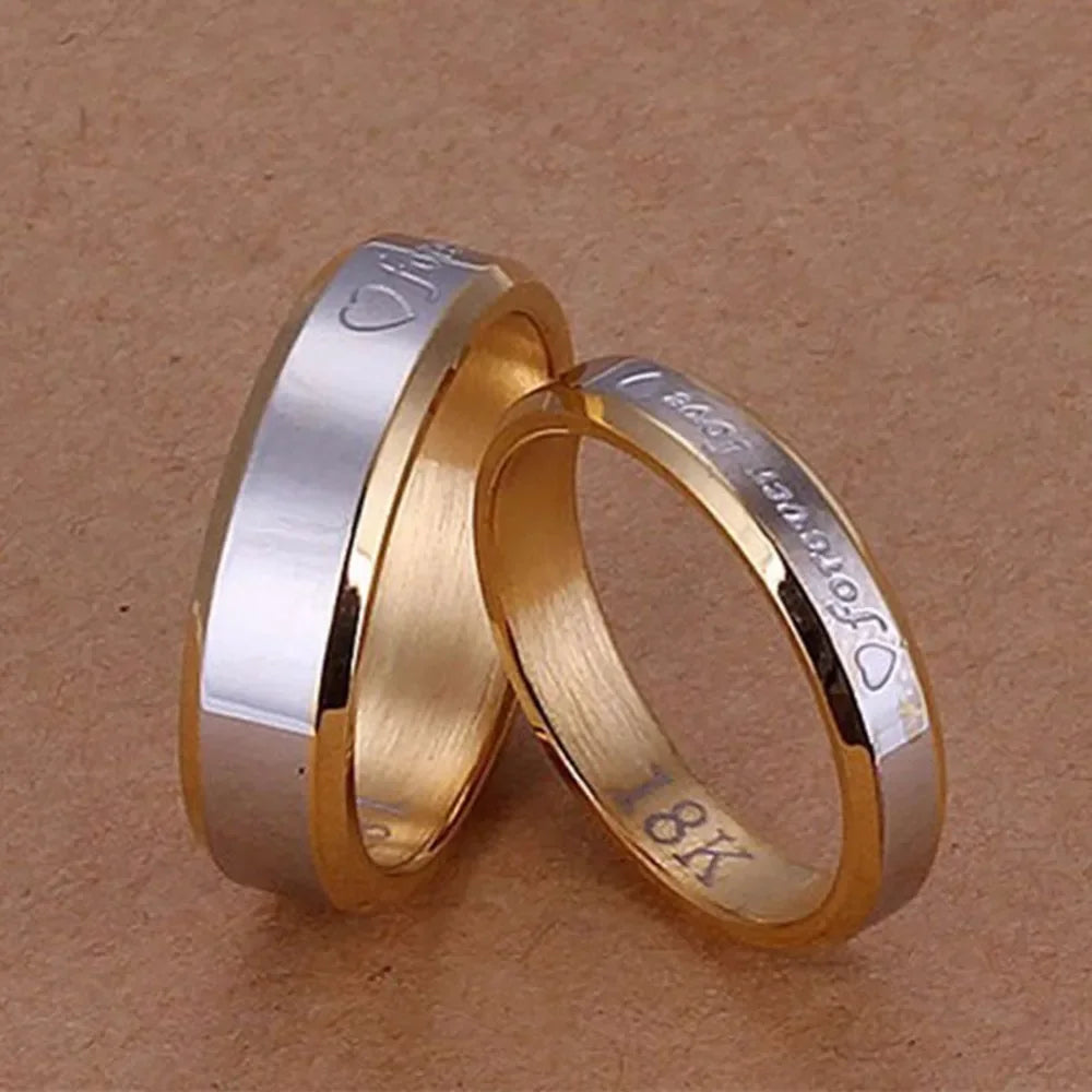 Chic Couple Ring Men/Women Forever Love Gold Silver Plated Steel Wedding Engagement Band Rings Jewelry Gift