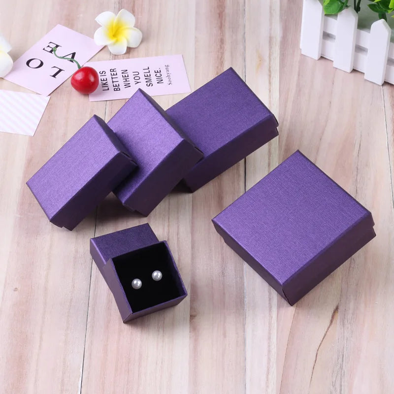 12pack White Black Cardboard Jewelry Box Earings Rings Necklace Storage Boxes 7x9x3cm Kraft Paper Travel Wedding Gift Dust Case