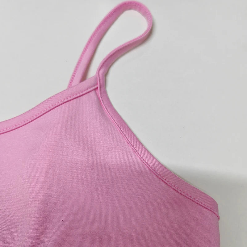 Summer New Style Elegant And Simple Easy-Matching Pink Camisole Women's Fashion Sexy Backless Top