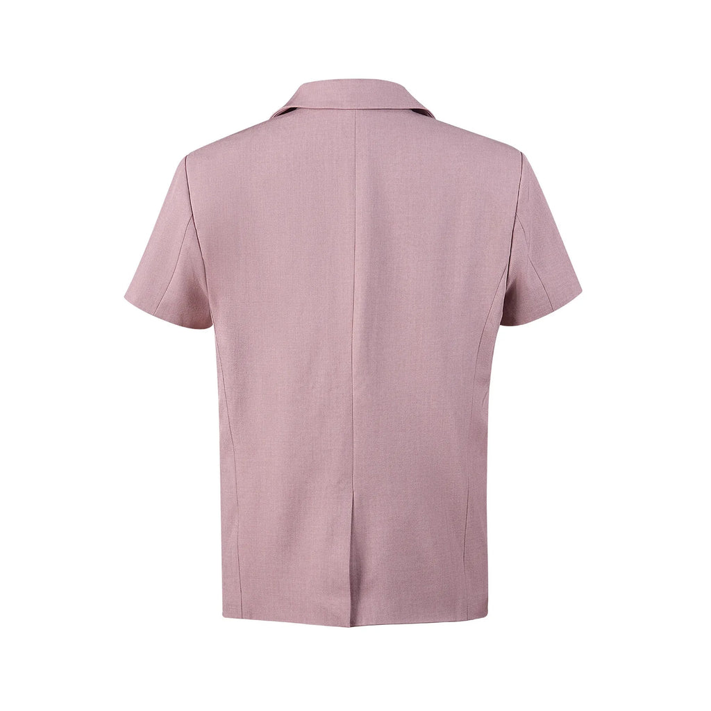 Summer Casual Short Sleeve Men's Two-Piece Suit Set Fashionable Polyester Lightweight Business Style Single Button Closure