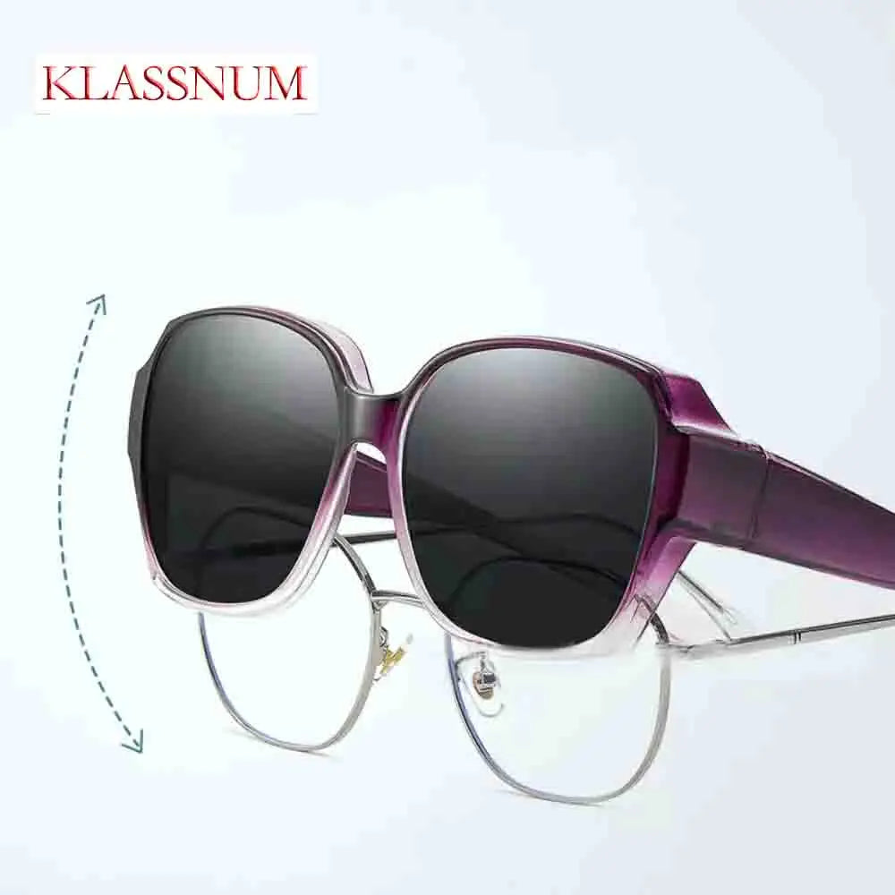 KLASSNUM Trend Driving Polarized Sunglasses For Men Women Fit Over Glasses Wrap Around Sunglasses Square Shades UV400 Goggles