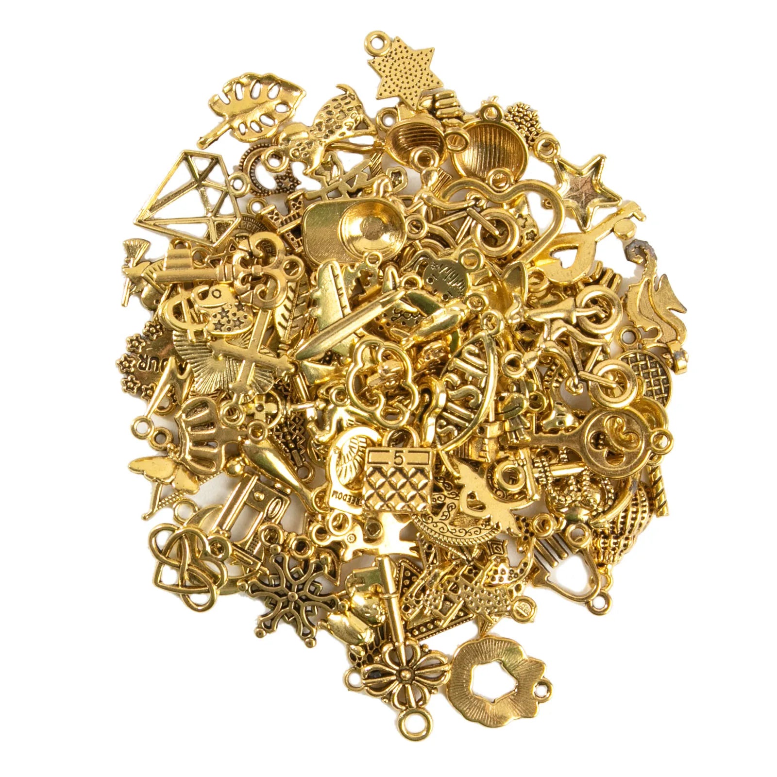 CHuangQi Bulk Lots Jewelry Making Charms Mixed Smooth Metal Charms Pendants Bracelet Necklace Making DIY Project Accessories