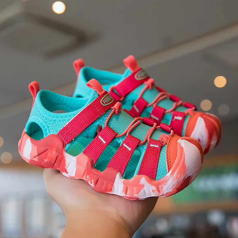 Trend Sandals Non Slip Comfortable Hiking Sneakers Children's Hollow Outdoor Beach Shoes Summer New Mesh Breathable Fashion