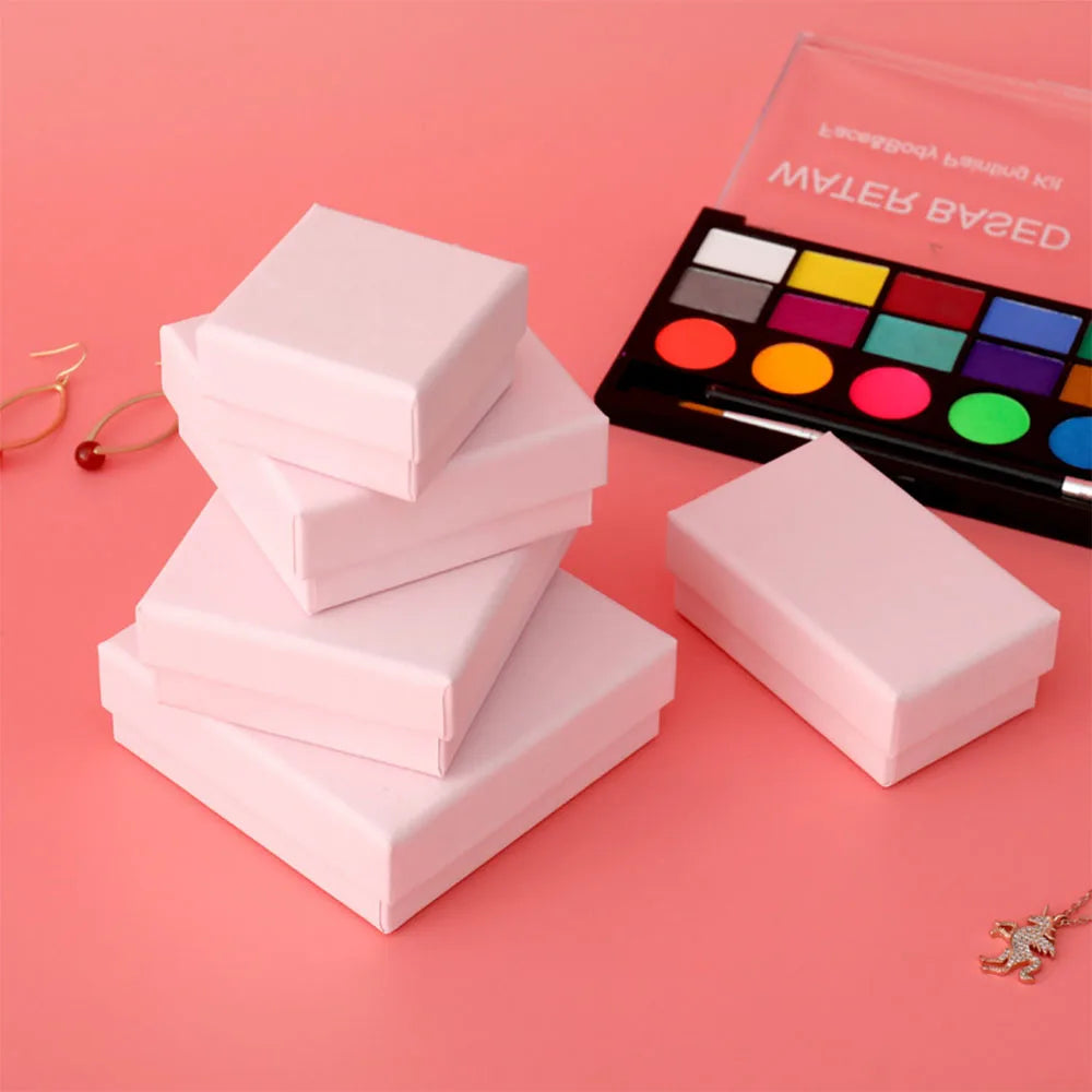 12pack White Black Cardboard Jewelry Box Earings Rings Necklace Storage Boxes 7x9x3cm Kraft Paper Travel Wedding Gift Dust Case