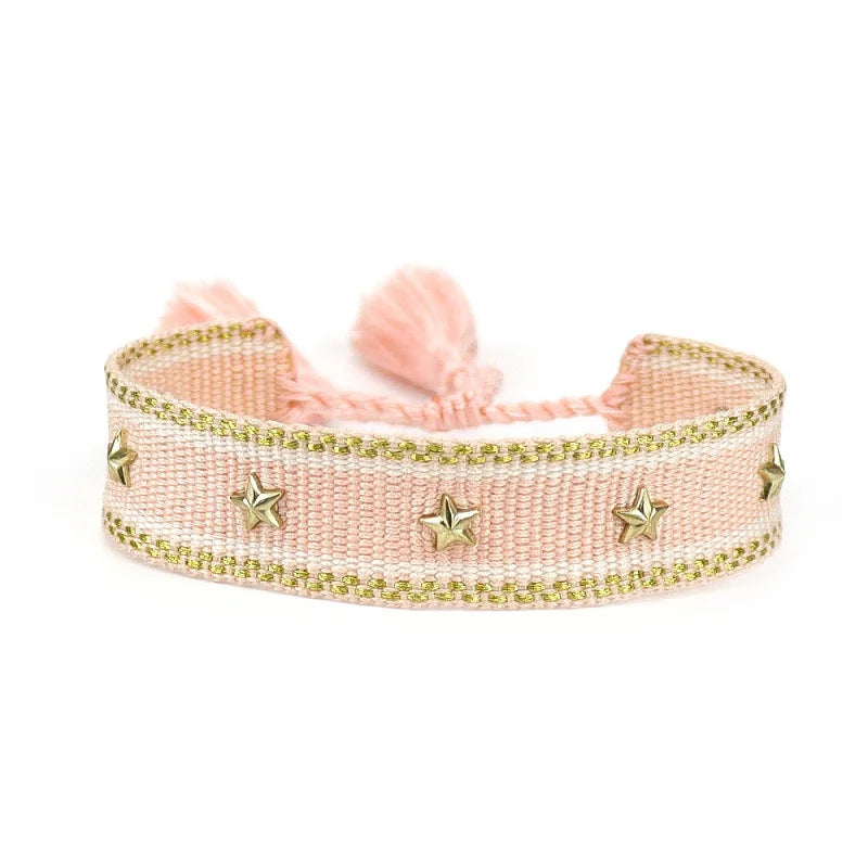 Vintage Friendship Bracelets STARS | MOON Bracelets Adjustable Woven Arm Stacked Jewelry