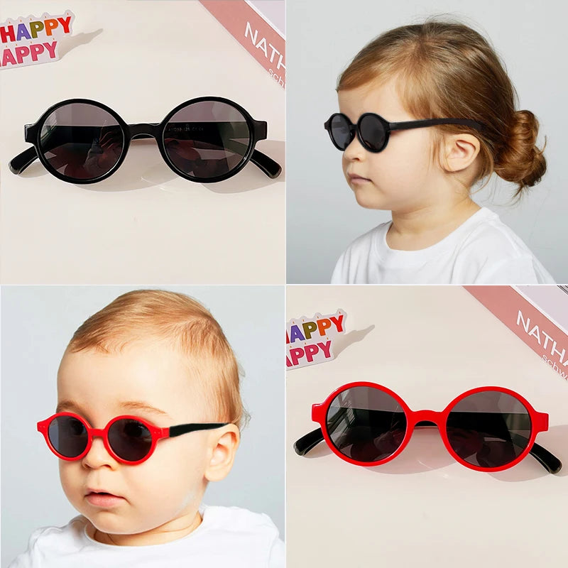 New Children Cute Checker Panel Color Round UV400 Sunglasses Baby Girls Outdoor Sun Protection Sunglasses Kid Sun Glasses