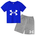Short-Sleeved T-Shirt And Shorts with Printed Logo - Stylish SportswearChildren's 2-Piece Sportswear Set -  Ensemble for Kids