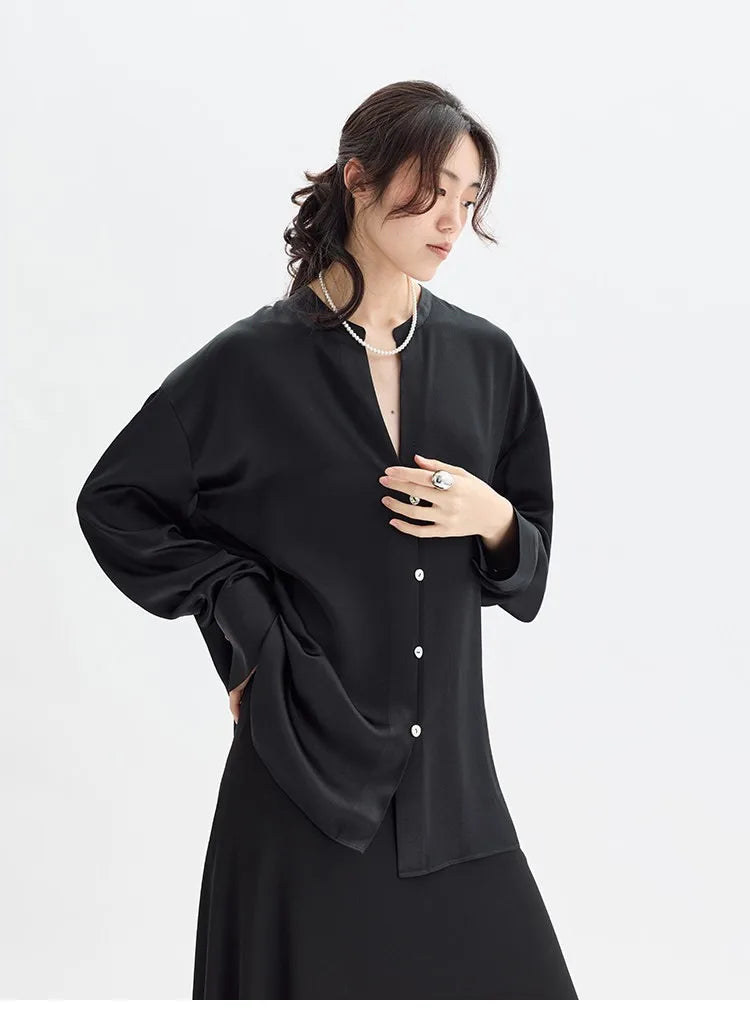 Satin Luster~ Silk Shirt 100% Mulberry Silk Long-Sleeved Shirt Quality Women's Clothing 2026 New Style