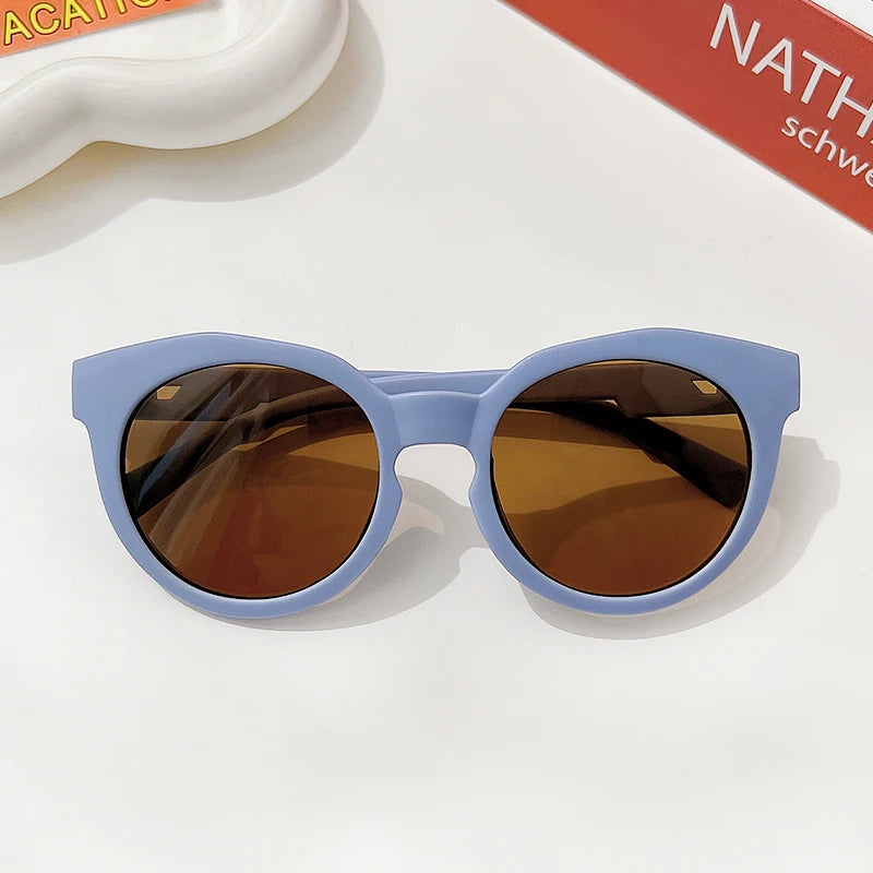 New Children Cute Checker Panel Color Round UV400 Sunglasses Baby Girls Outdoor Sun Protection Sunglasses Kid Sun Glasses
