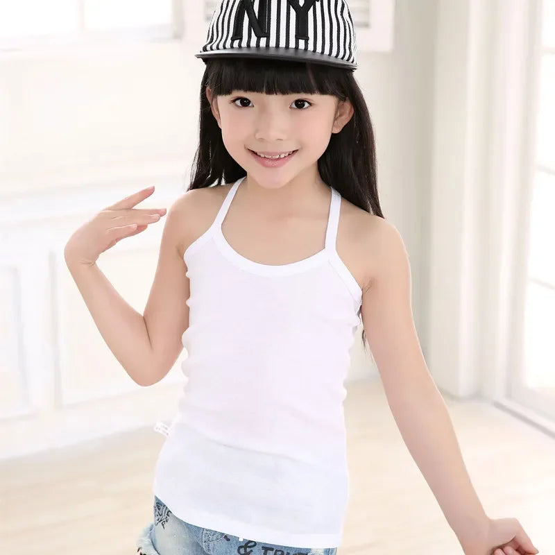 Kids Girls Summer Casual Vest Outfit Children Baby Boy Girl Sleeveless Tops Cotton Solid Color T-shirt Tees Toddler Top  Outfits