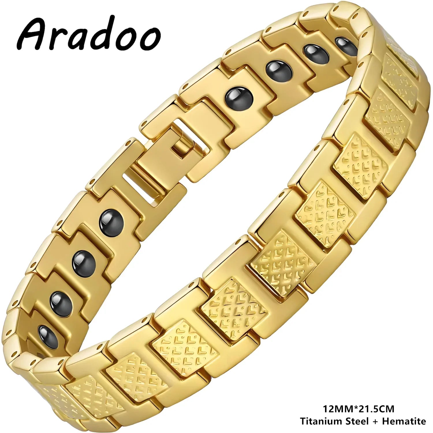 ARADOO Titanium Steel Men's Bracelet Crocodile-Pattern Link Chain Premium Business Jewelry Gift