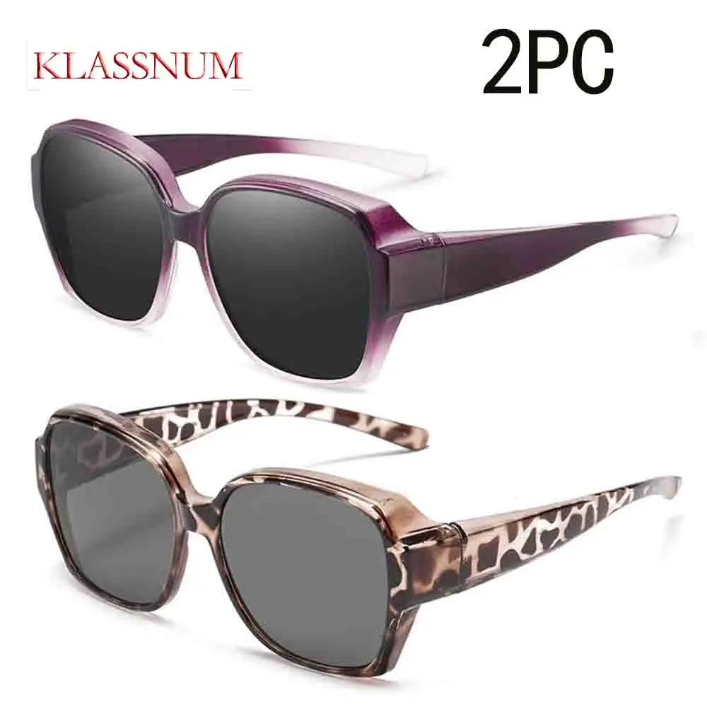 KLASSNUM Trend Driving Polarized Sunglasses For Men Women Fit Over Glasses Wrap Around Sunglasses Square Shades UV400 Goggles